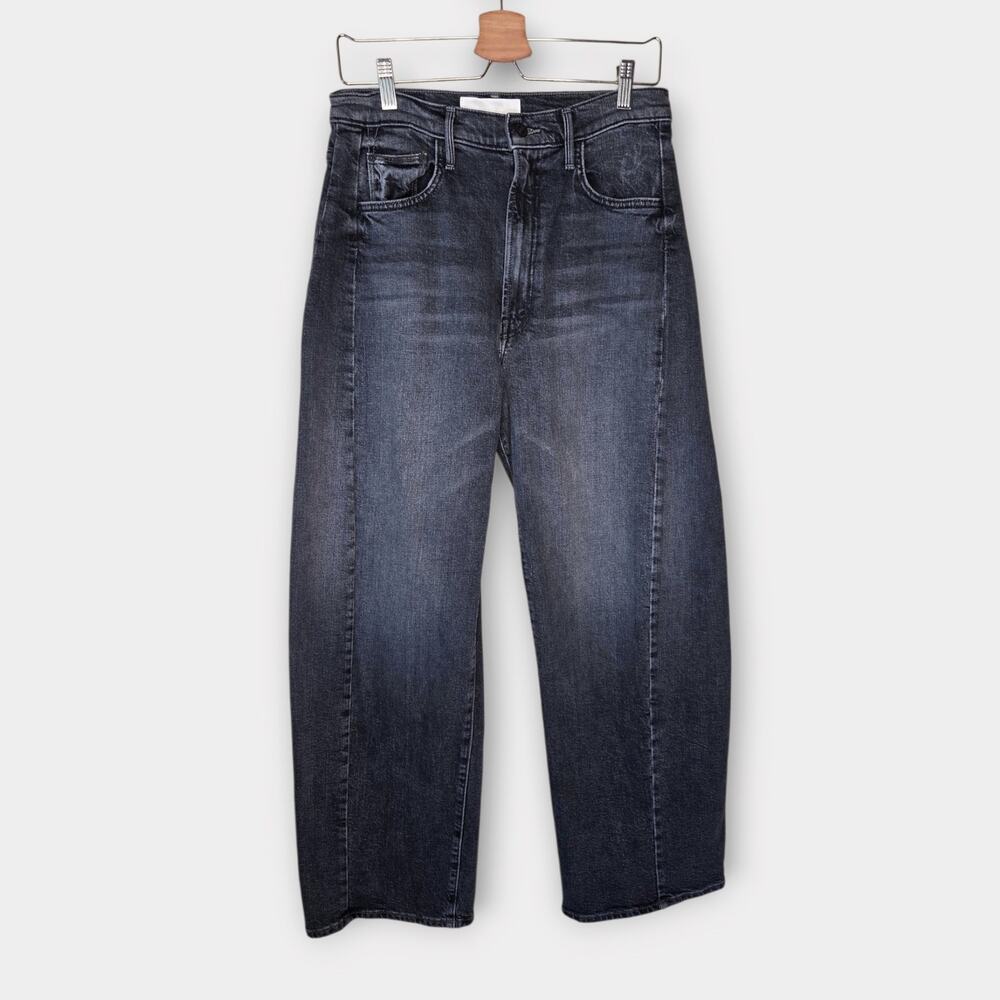 MOTHER Superior Half-Pipe Flood Barrel Jeans Gray Black High Rise Women's Sz 29
